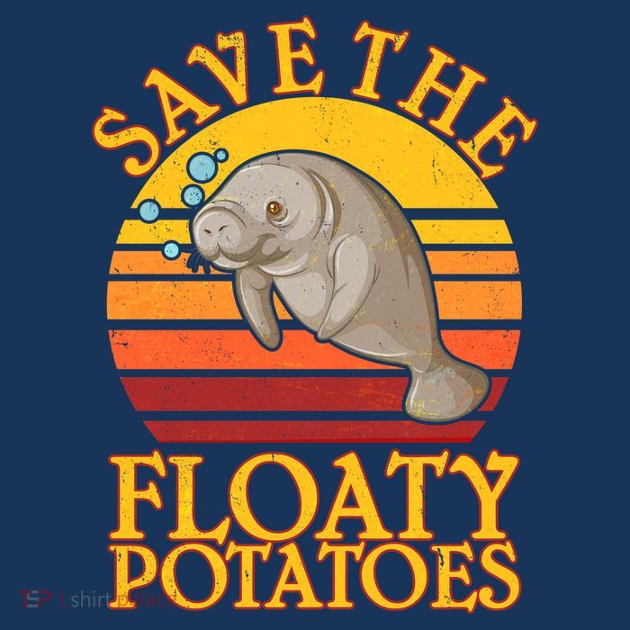 Save The Floaty Potatoes Manatee  Hooded Wearable Blanket