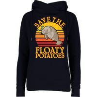 Save The Floaty Potatoes Manatee  Womens Funnel Neck Pullover Hood
