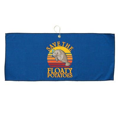 Save The Floaty Potatoes Manatee  Large Microfiber Waffle Golf Towel