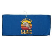Save The Floaty Potatoes Manatee  Large Microfiber Waffle Golf Towel