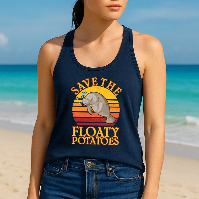 Save The Floaty Potatoes Manatee  Womens Tank Top