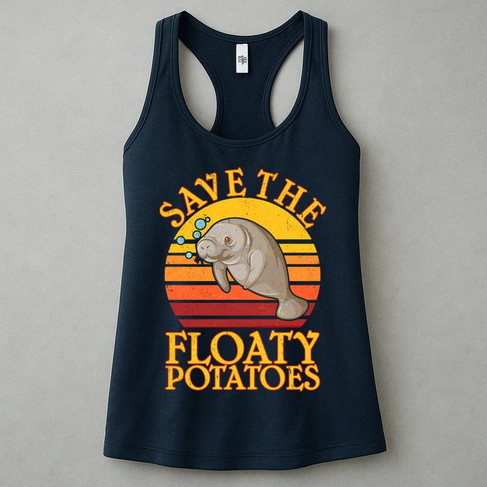 Save The Floaty Potatoes Manatee  Womens Tank Top