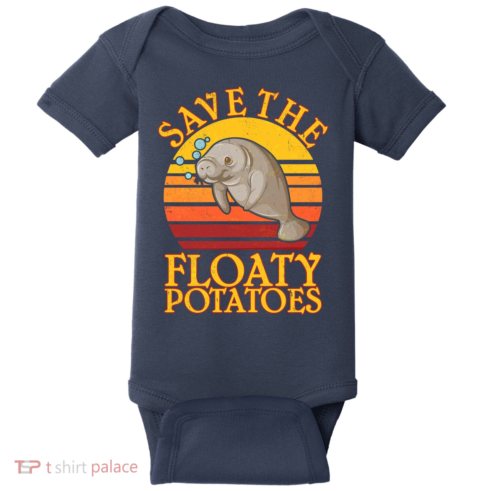 Save The Floaty Potatoes Manatee  Baby Bodysuit