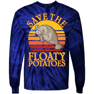 Save The Floaty Potatoes Manatee  Tie-Dye Long Sleeve Shirt