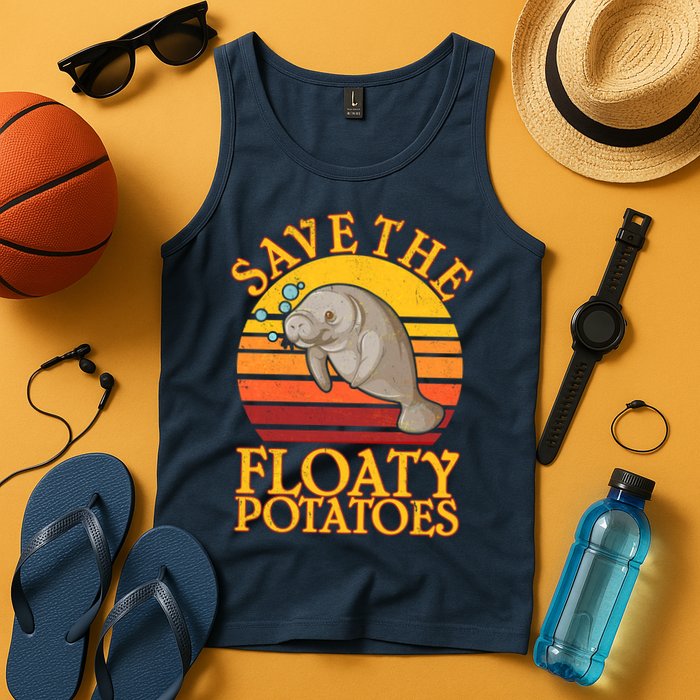 Save The Floaty Potatoes Manatee  Tank Top