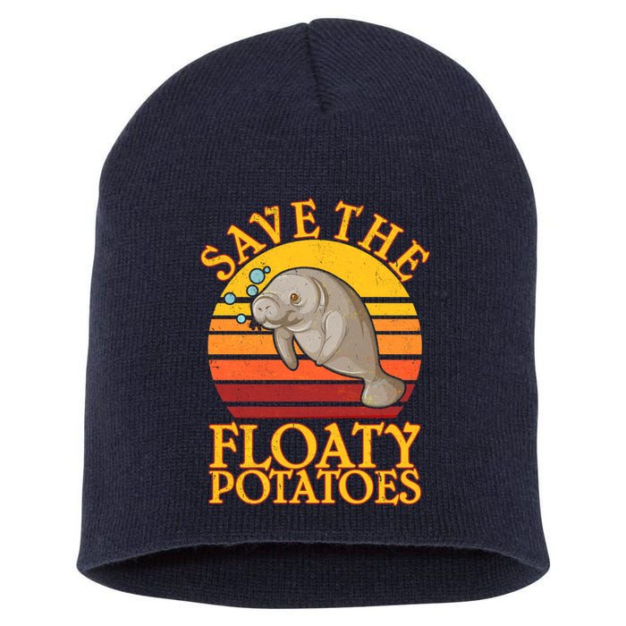 Save The Floaty Potatoes Manatee  Short Acrylic Beanie