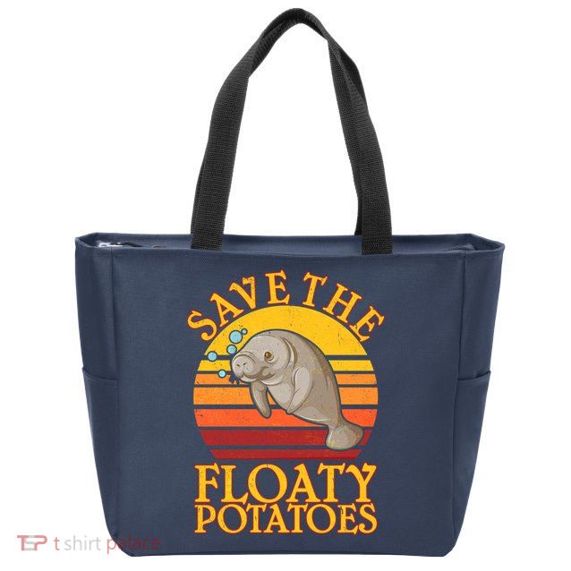Save The Floaty Potatoes Manatee  Zip Tote Bag