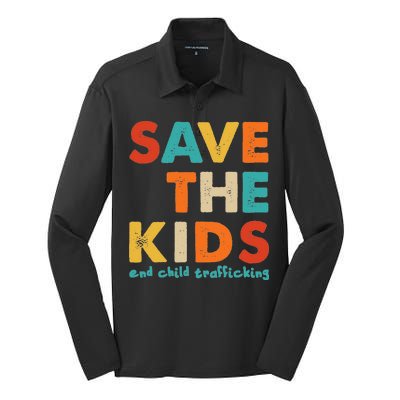 Save the Kids End Child Trafficking  Silk Touch Performance Long Sleeve Polo