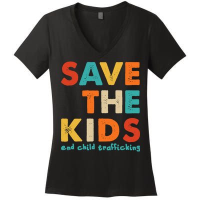 Save the Kids End Child Trafficking  Women's V-Neck T-Shirt