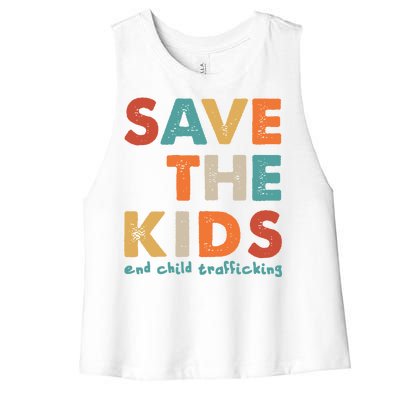 Save the Kids End Child Trafficking  Women's Racerback Cropped Tank