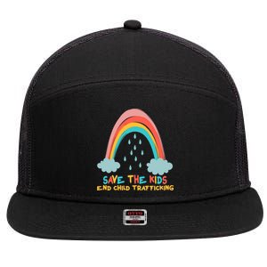 Save The Kids End Child Trafficking Rainbow 7 Panel Mesh Trucker Snapback Hat