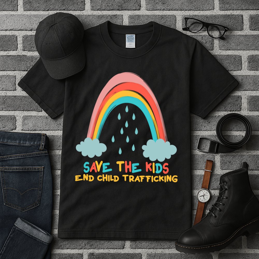 Save The Kids End Child Trafficking Rainbow Tall T-Shirt