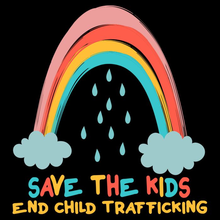 Save The Kids End Child Trafficking Rainbow V-Neck T-Shirt