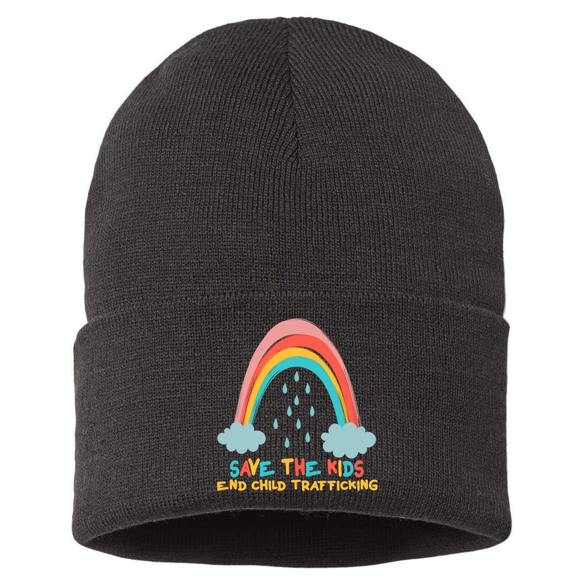 Save The Kids End Child Trafficking Rainbow Sustainable Knit Beanie