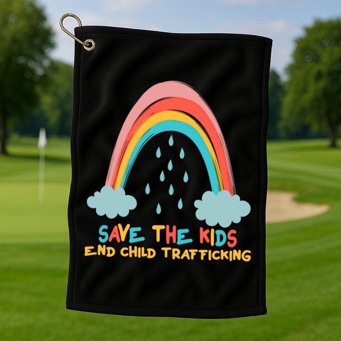 Save The Kids End Child Trafficking Rainbow Golf Towel