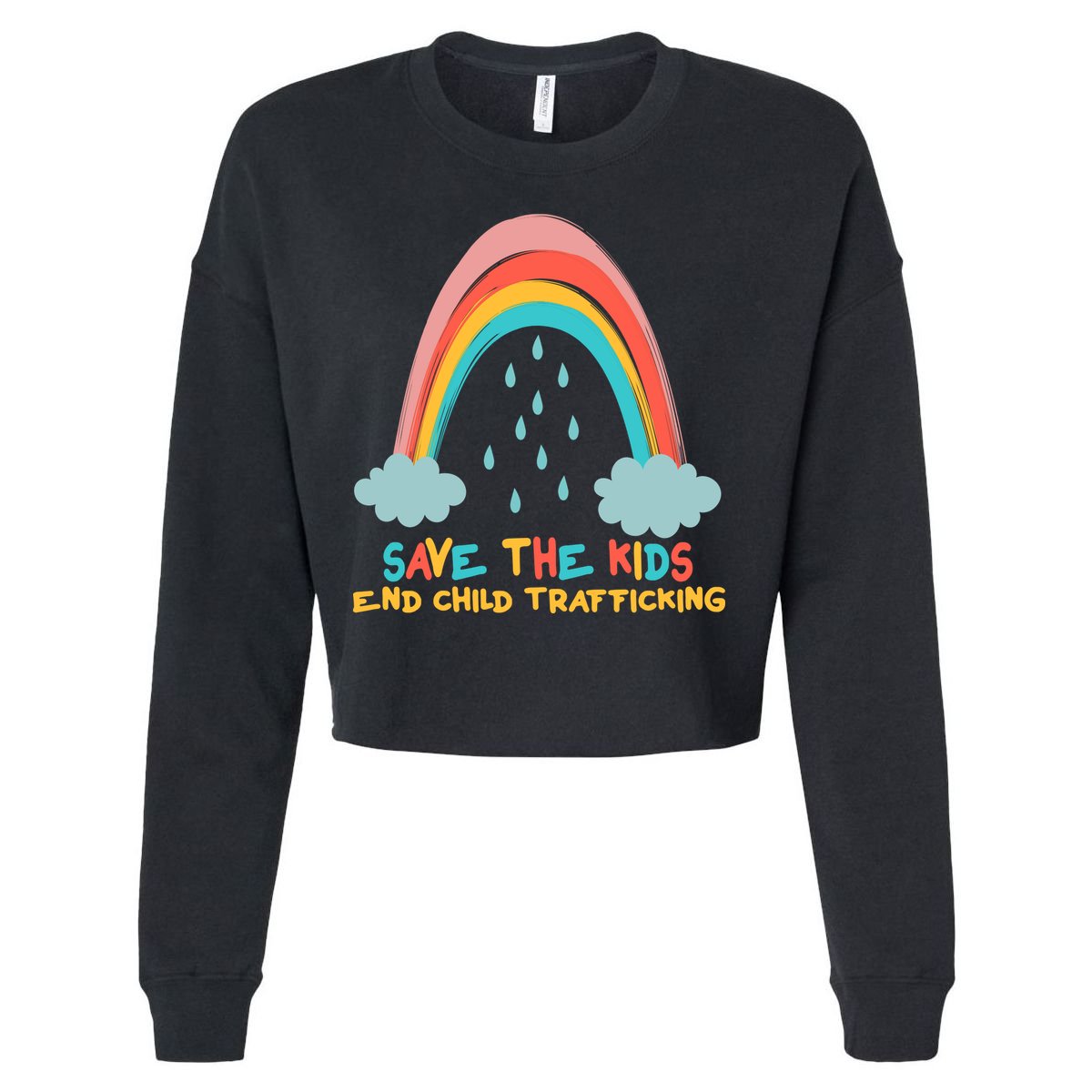 Save The Kids End Child Trafficking Rainbow Cropped Pullover Crew