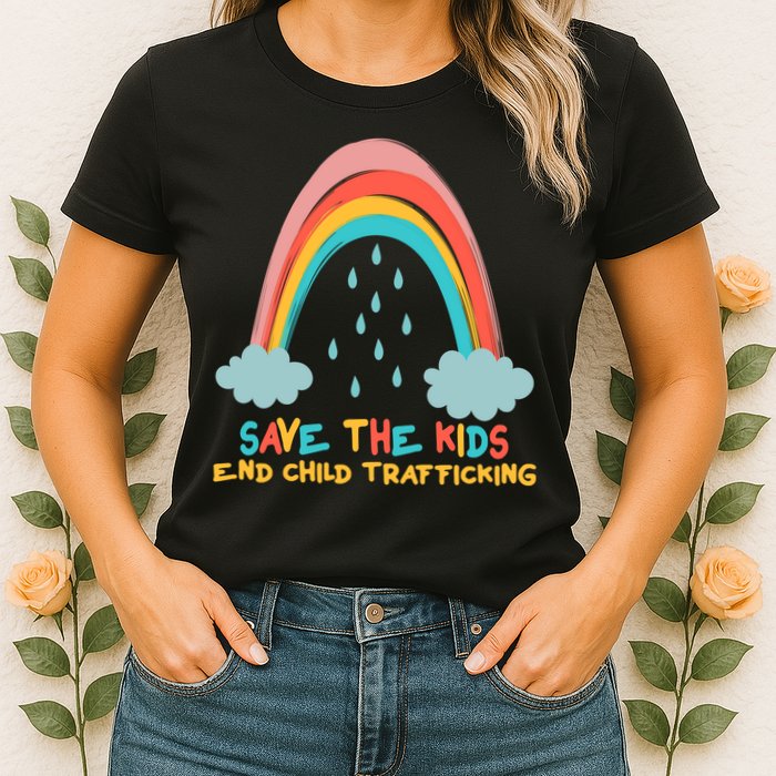 Save The Kids End Child Trafficking Rainbow Womens T-Shirt