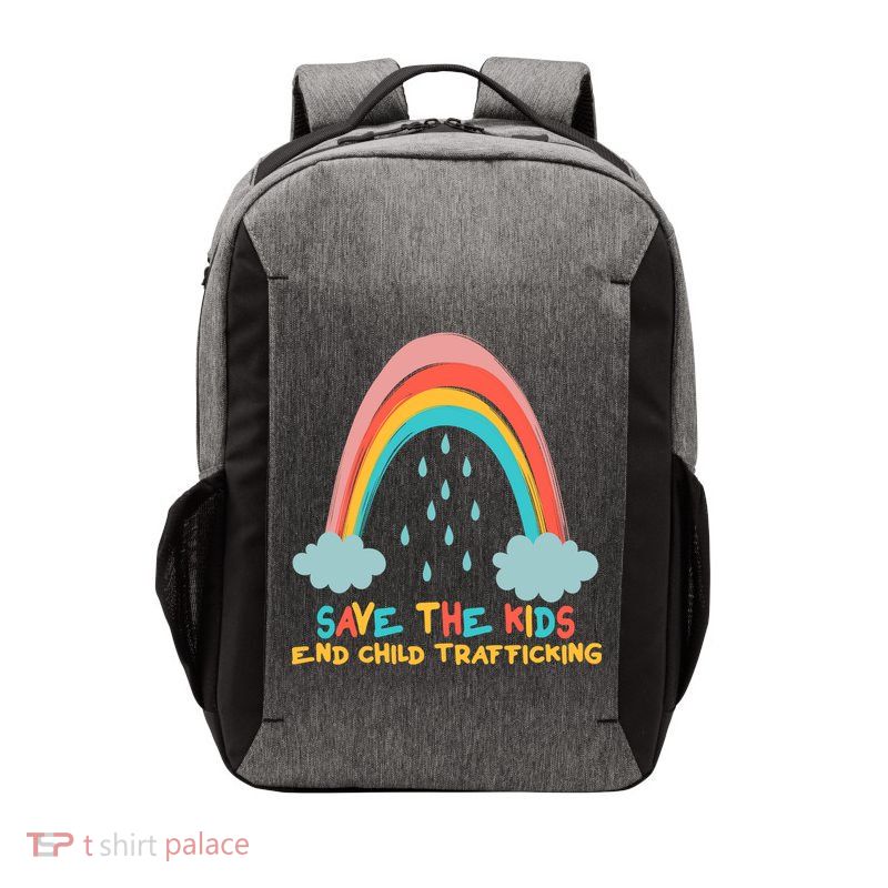 Save The Kids End Child Trafficking Rainbow Vector Backpack
