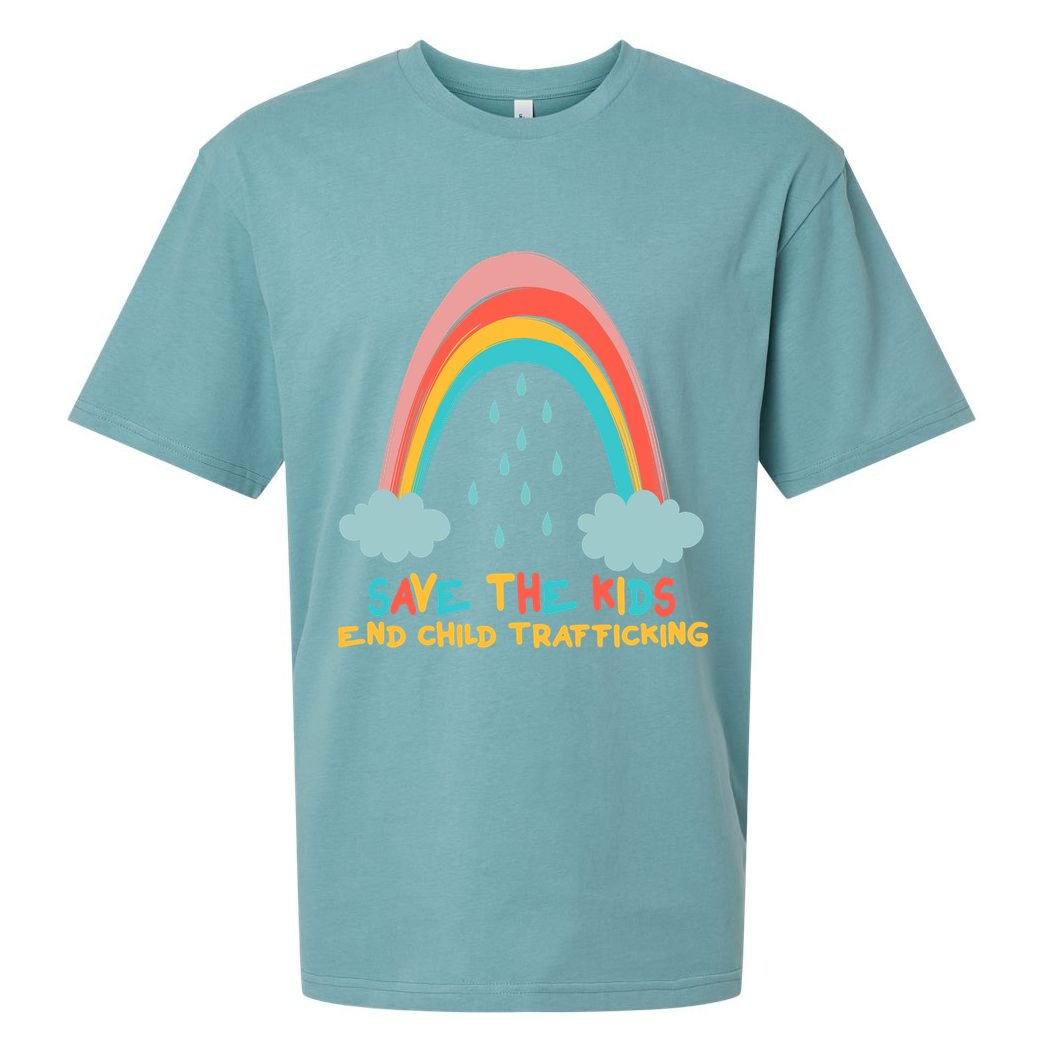 Save The Kids End Child Trafficking Rainbow Sueded Cloud Jersey T-Shirt