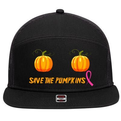 Save The Pumpkins Breast Cancer 7 Panel Mesh Trucker Snapback Hat