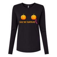 Save The Pumpkins Breast Cancer Womens Cotton Relaxed Long Sleeve T-Shirt