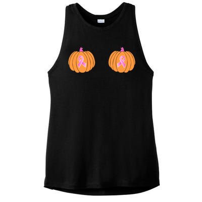 Save The Pumpkins Breast Cancer Ribbon Ladies PosiCharge Tri-Blend Wicking Tank