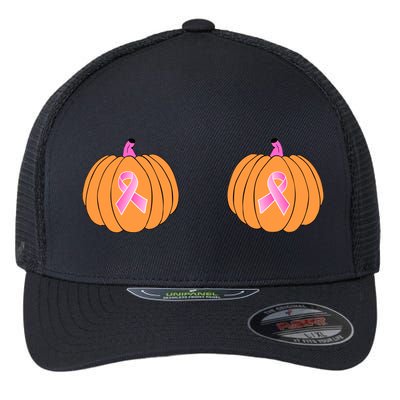 Save The Pumpkins Breast Cancer Ribbon Flexfit Unipanel Trucker Cap