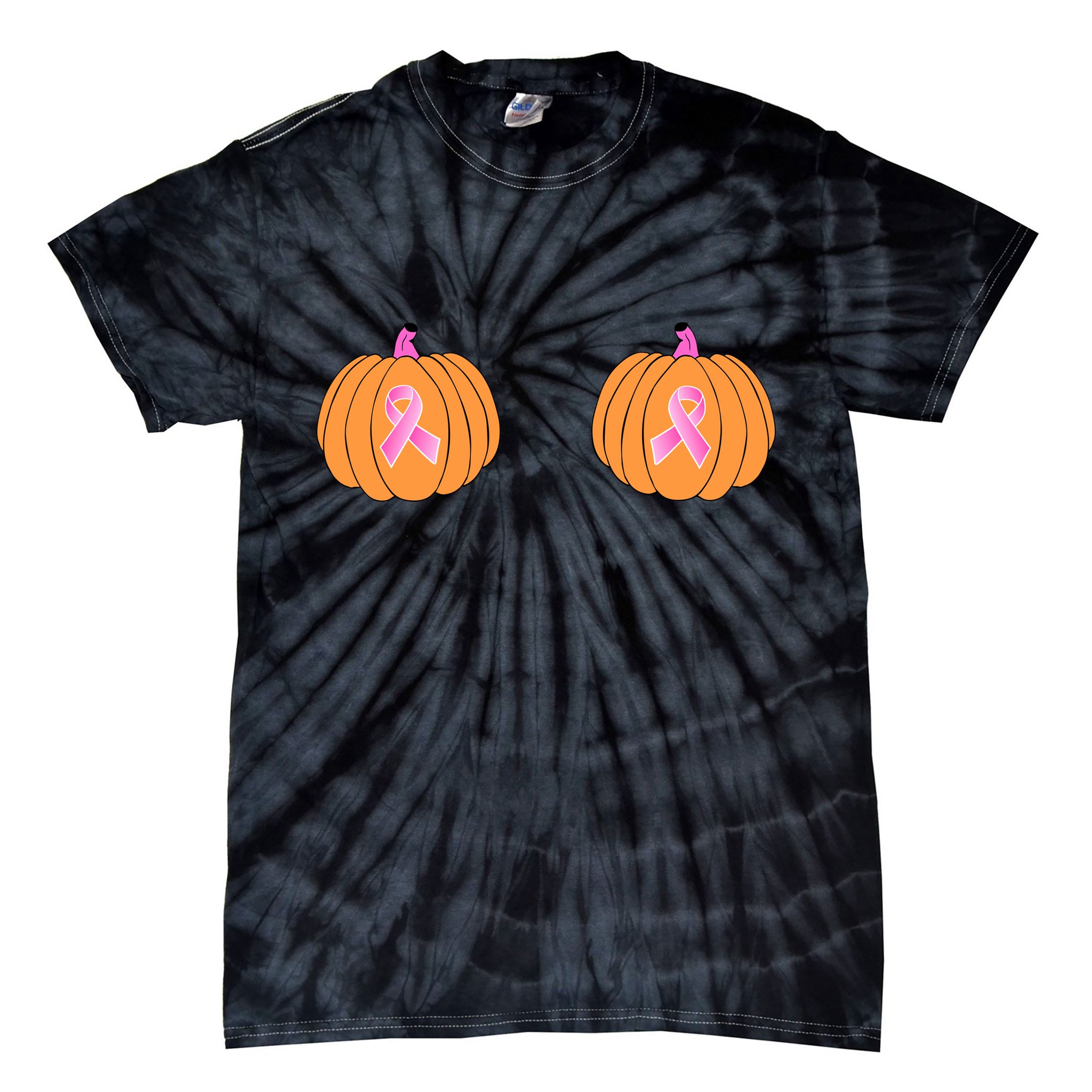 Save The Pumpkins Breast Cancer Ribbon Tie-Dye T-Shirt