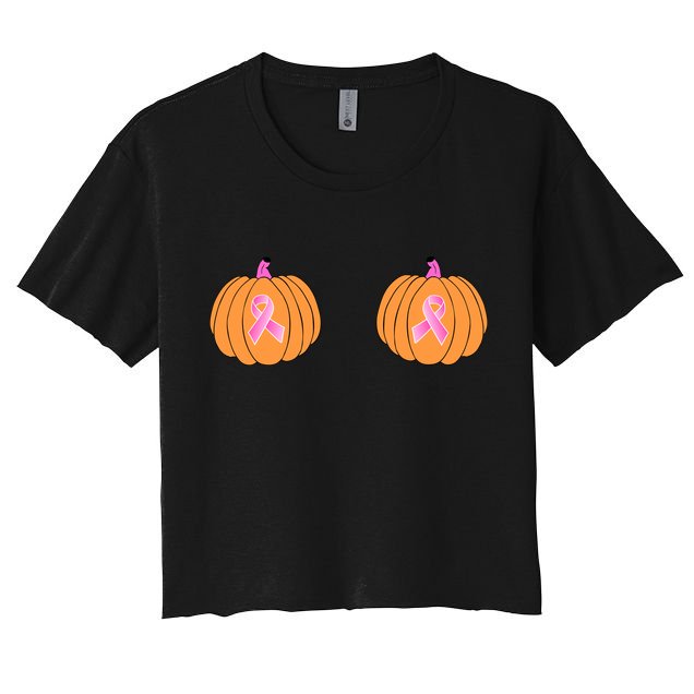Save The Pumpkins Breast Cancer Ribbon Crop Top