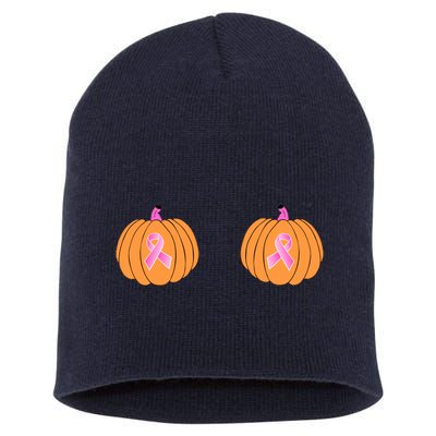 Save The Pumpkins Breast Cancer Ribbon Short Acrylic Beanie