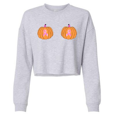 Save The Pumpkins Breast Cancer Ribbon Cropped Pullover Crew