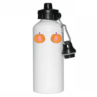 Save The Pumpkins Breast Cancer Ribbon Aluminum Water Bottle