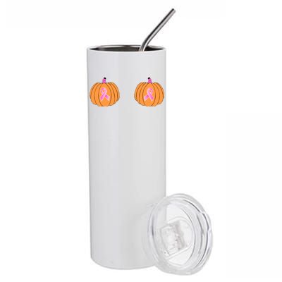 Save The Pumpkins Breast Cancer Ribbon Stainless Steel Tumbler