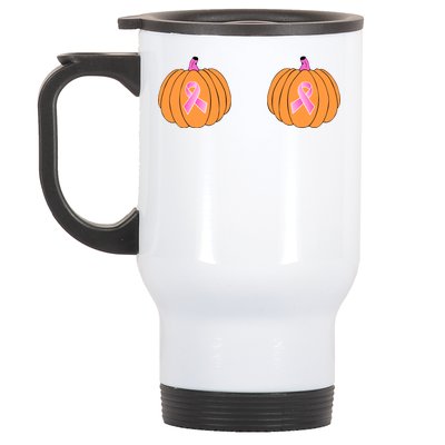 Save The Pumpkins Breast Cancer Ribbon Stainless Steel Travel Mug