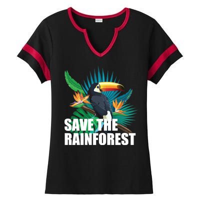 Save the Rainforest -  Protect the Wildlife Ladies Halftime Notch Neck Tee