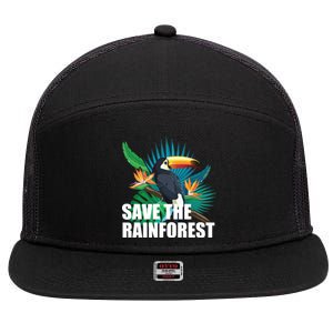 Save the Rainforest -  Protect the Wildlife 7 Panel Mesh Trucker Snapback Hat