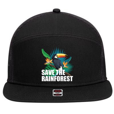 Save the Rainforest -  Protect the Wildlife 7 Panel Mesh Trucker Snapback Hat