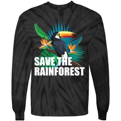 Save the Rainforest -  Protect the Wildlife Tie-Dye Long Sleeve Shirt
