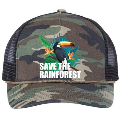 Save the Rainforest -  Protect the Wildlife Retro Rope Trucker Hat Cap