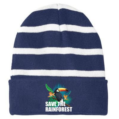 Save the Rainforest -  Protect the Wildlife Striped Beanie with Solid Band