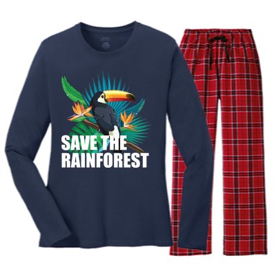 Save the Rainforest -  Protect the Wildlife Women's Long Sleeve Flannel Pajama Set 