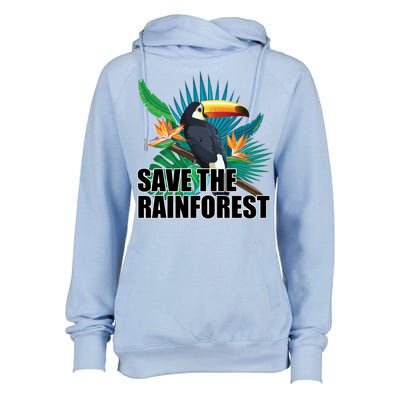 Save the Rainforest -  Protect the Wildlife Womens Funnel Neck Pullover Hood