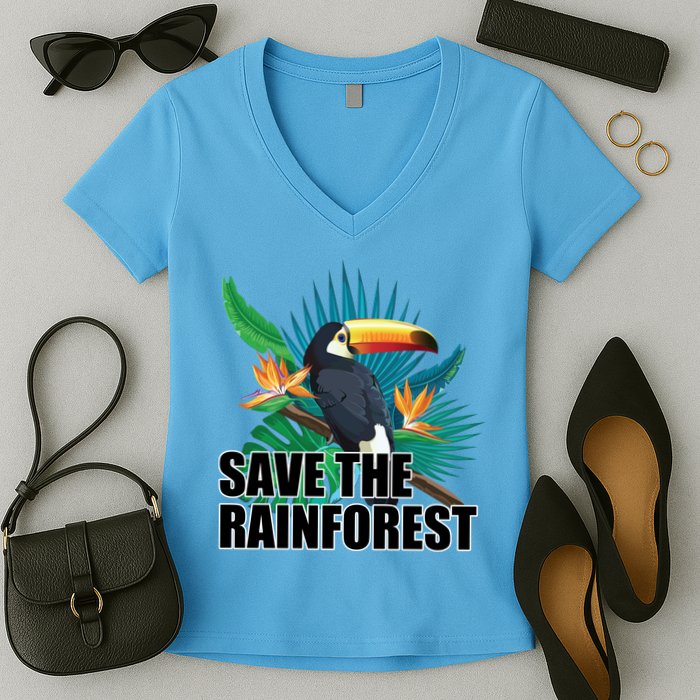Save the Rainforest -  Protect the Wildlife Women's V-Neck T-Shirt