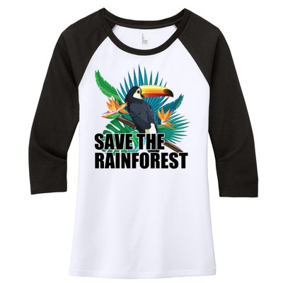 Save the Rainforest -  Protect the Wildlife Women's Tri-Blend 3/4-Sleeve Raglan Shirt