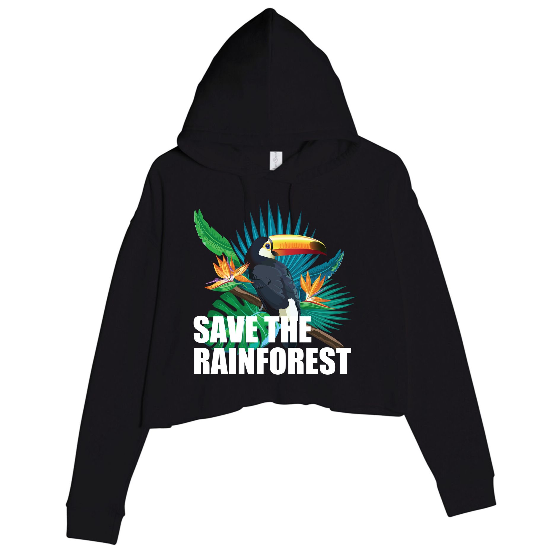 Save The Rainforest Crop Fleece Hoodie