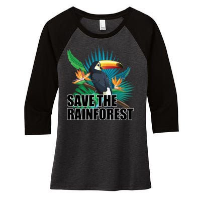 Save The Rainforest Women's Tri-Blend 3/4-Sleeve Raglan Shirt