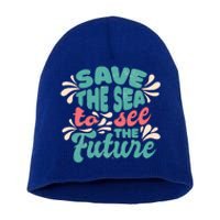 Save The Sea To See The Future Short Acrylic Beanie