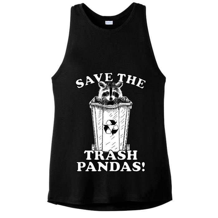 Save the Trash Pandas Funny Raccoon Ladies PosiCharge Tri-Blend Wicking Tank