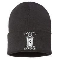 Save the Trash Pandas Funny Raccoon Sustainable Knit Beanie