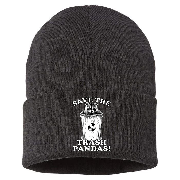 Save the Trash Pandas Funny Raccoon Sustainable Knit Beanie